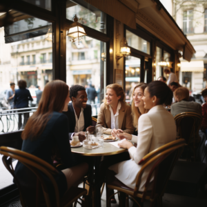 Trouvez Rapidement. Pause gourmande entre amis dans un café de Paris