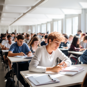 Test officiel dans une grande salle d’examen