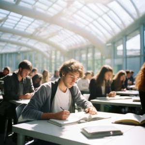 Test officiel dans une grande salle d’examen