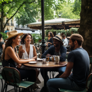 Pause gourmande entre amis dans un café de Paris