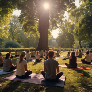 Révision sous les arbres d’un campus en été